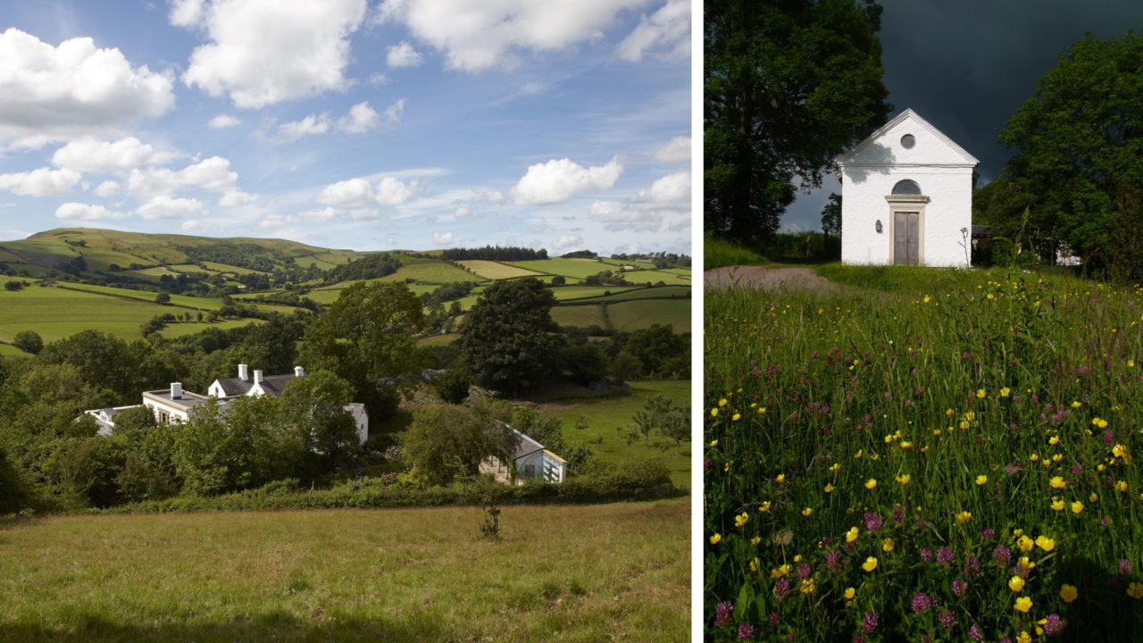 The group of buildings that make up Hamilton’s home in Radnorshire, Wales