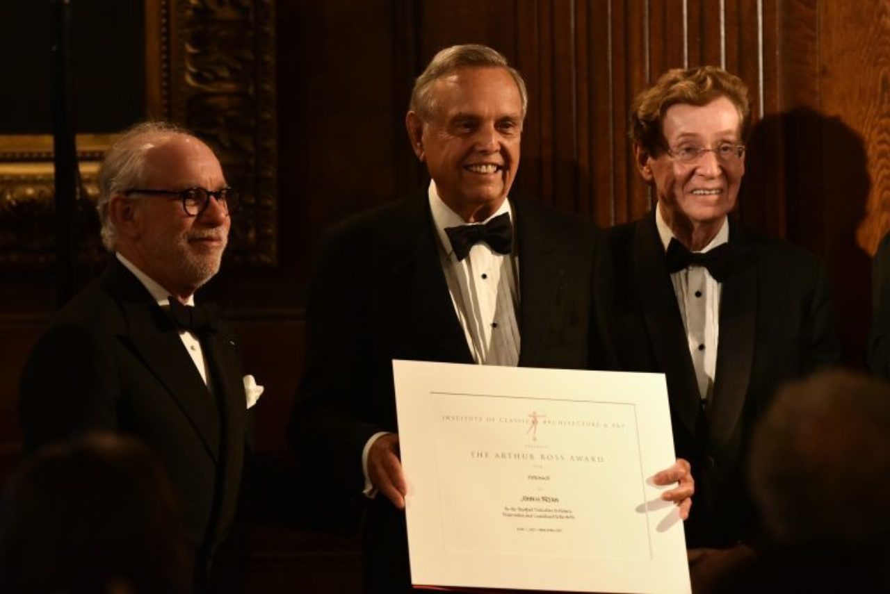 ICAA Board Member Andrew Skurman, 2017 Arthur Ross Award Winner (Patronage) John H. Bryan, and ICAA Board Member Richard H. Driehaus (Photo Credit: Jared Siskin/PMC)