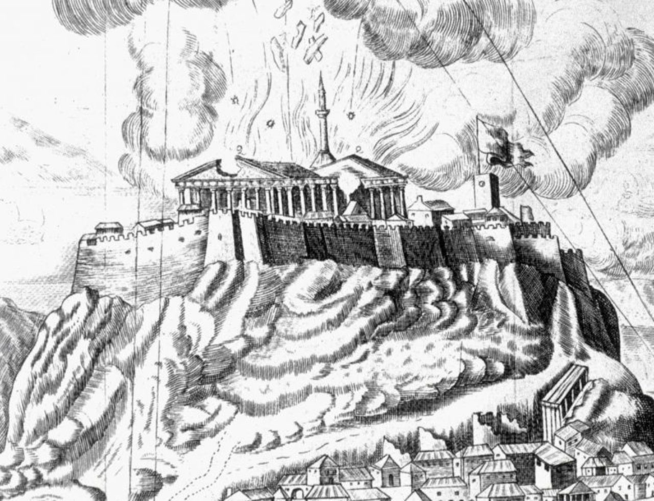 Figure 1: Parthenon, 1687 bombardment. (Atene Attica-, Francesco Fanelli; 1701)