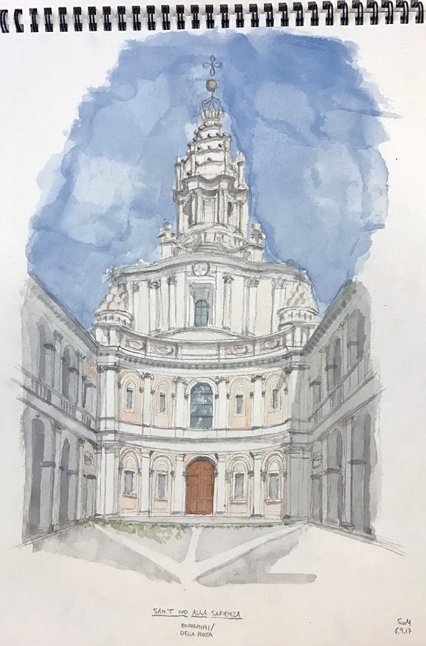 Tour participant Sebastian von Marschall's sketch of the Church of Sant’Ivo alla Sapienza