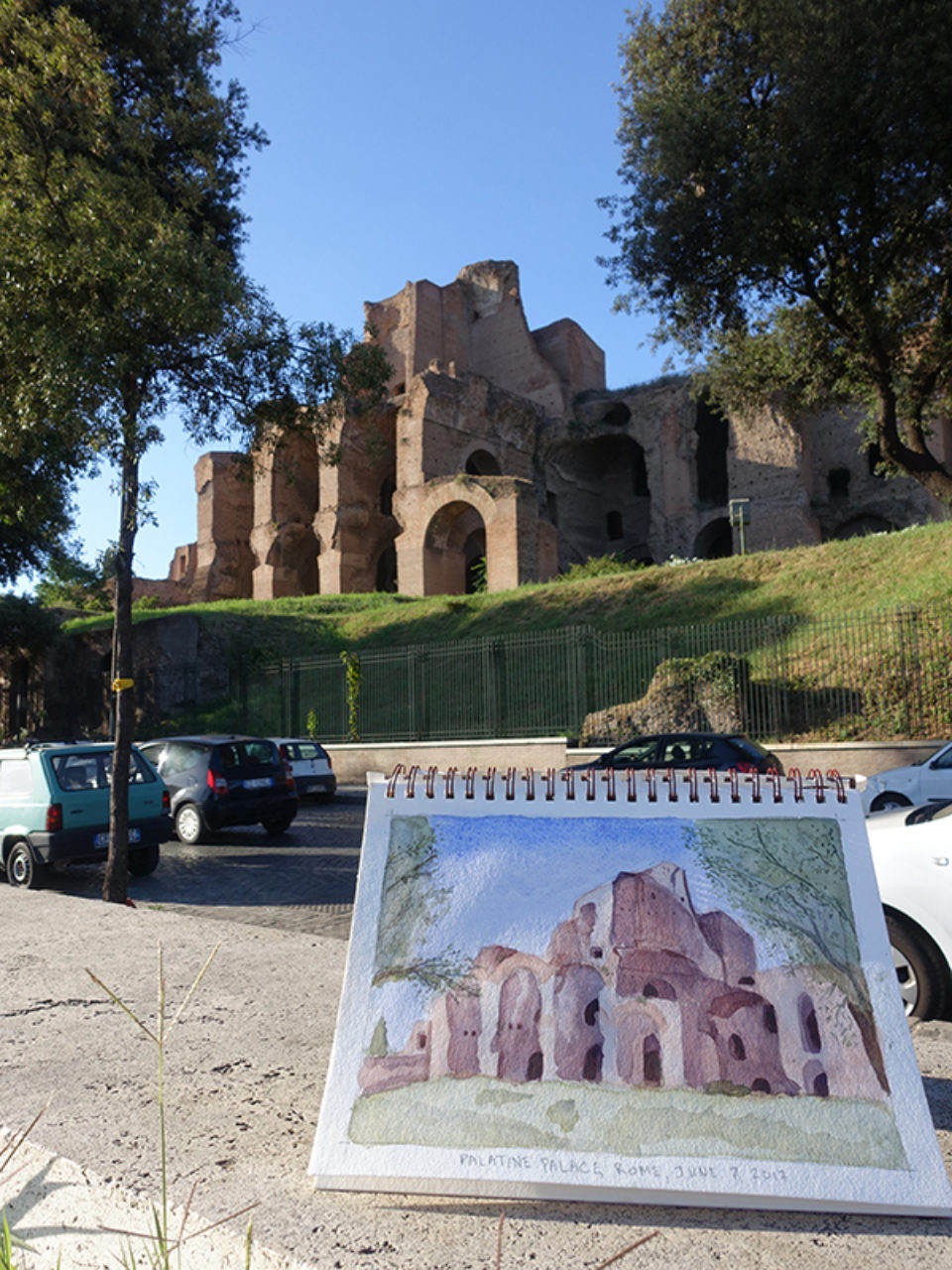 Tour participant Sasha Pokrovskaya's watercolor sketch of the Palatine Palace