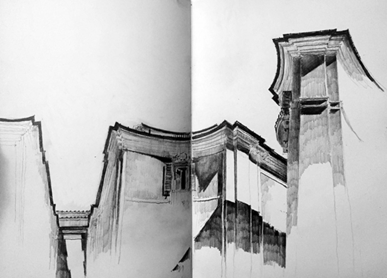 Tour participant Martin Burns' sketch from Piazza Sant'Ignazio