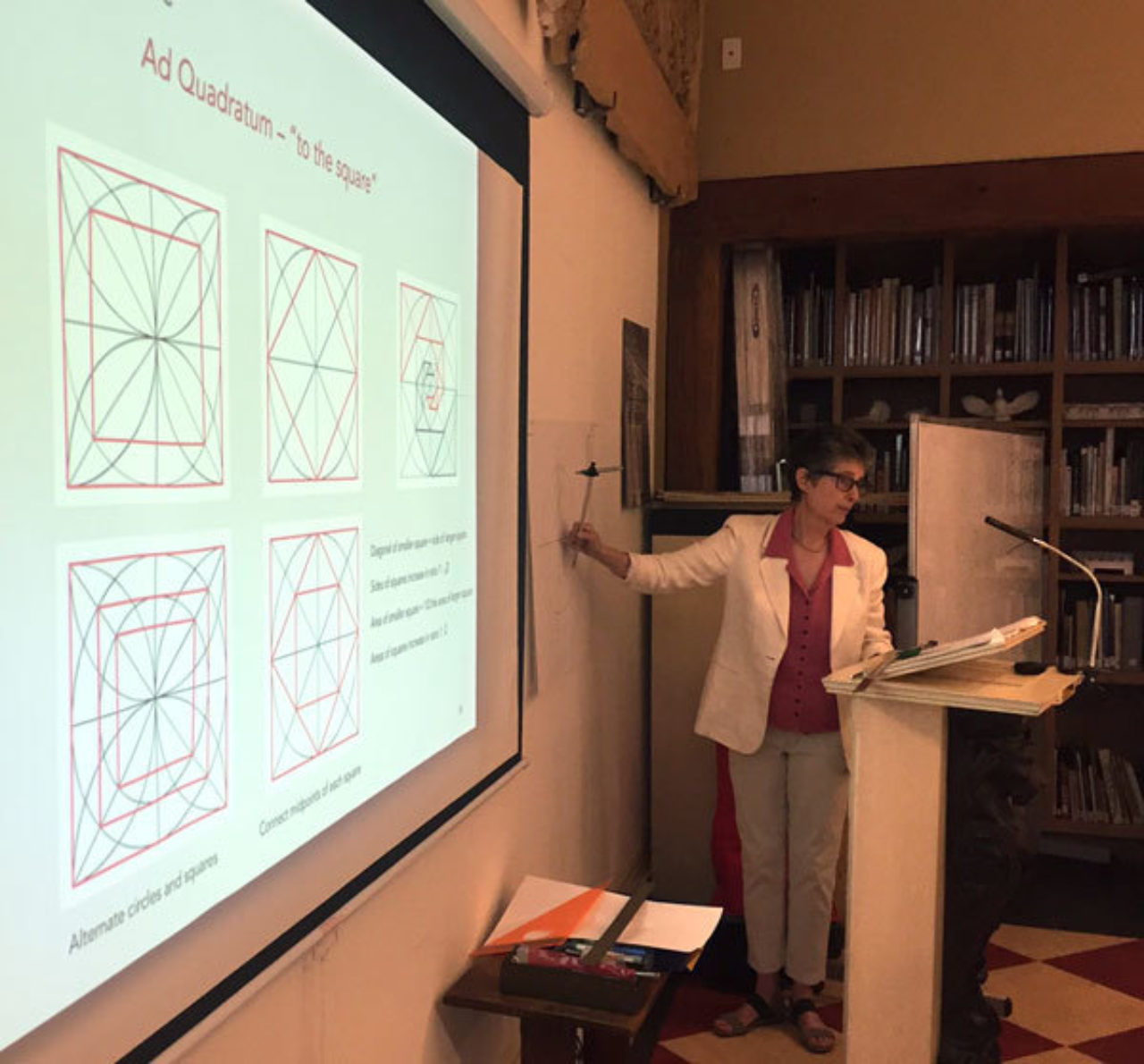 Geometer Rachel Fletcher gives students a lesson on the principles of proportion