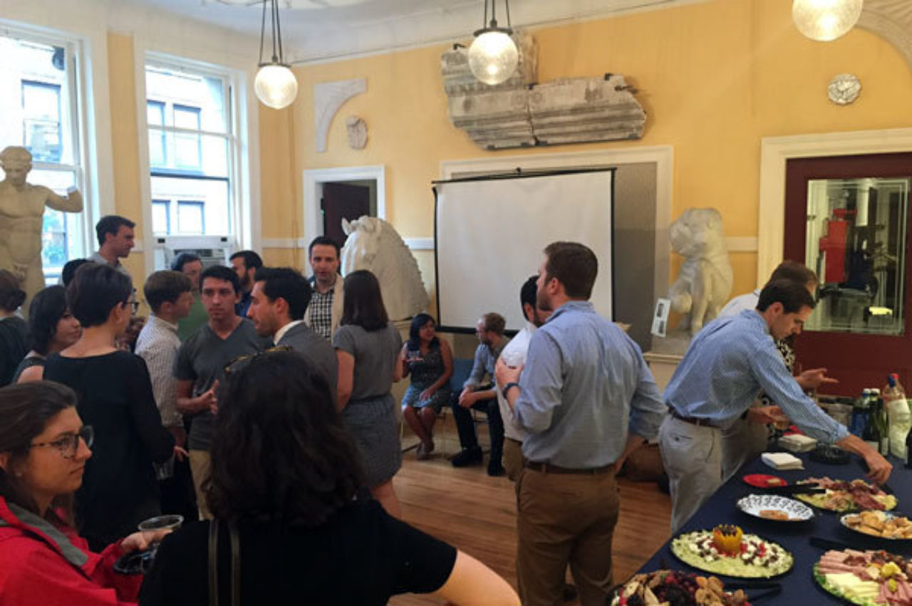 Students and mentors at the evening reception in the ICAA’s Cast Hall