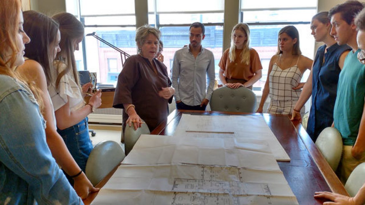 Interior designer Bunny Williams gives students a tour of her practice