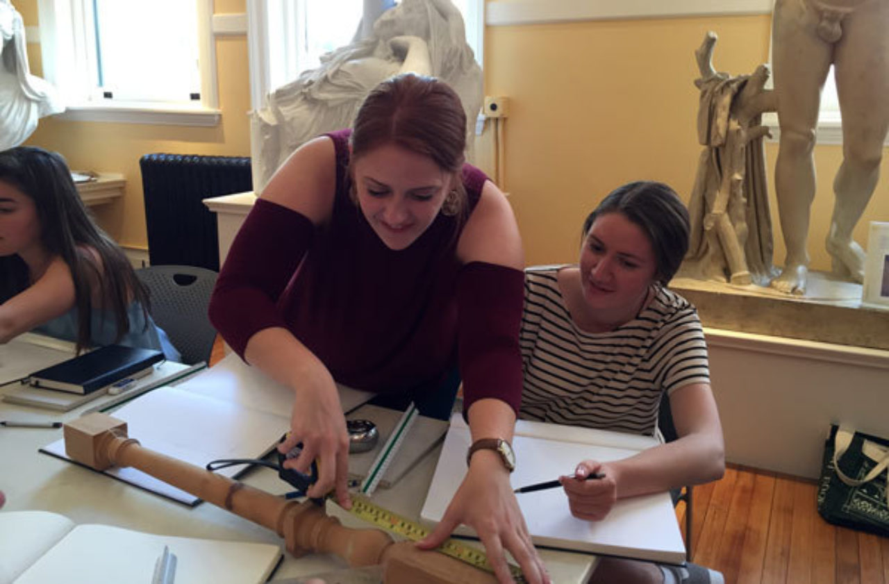 Students measure balusters in the ICAA’s Cast Hall