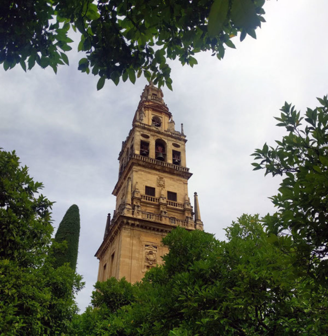 The bell tower at La Mezquita de Córdoba, Spain, which was previously a minaret