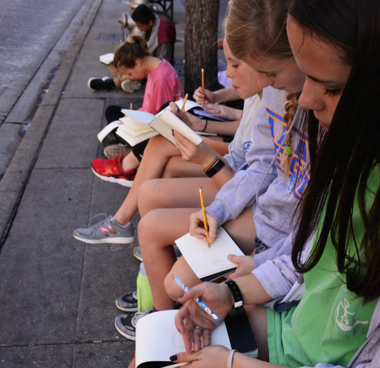 Alamo Heights Junior School students sketching outside