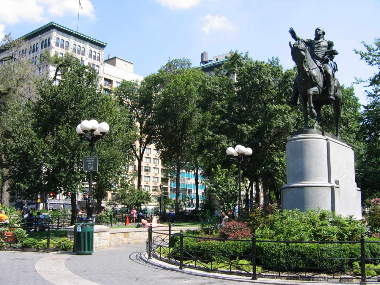 Henry Kirke Brown’s sculpture of George Washington in Union Square (Source: Wikimedia Commons/Aude)