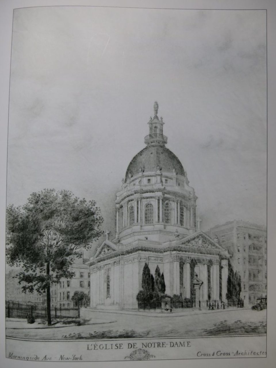 Church of Notre Dame L'Eglise de Notre-Dame, pencil rendering ca. 1910