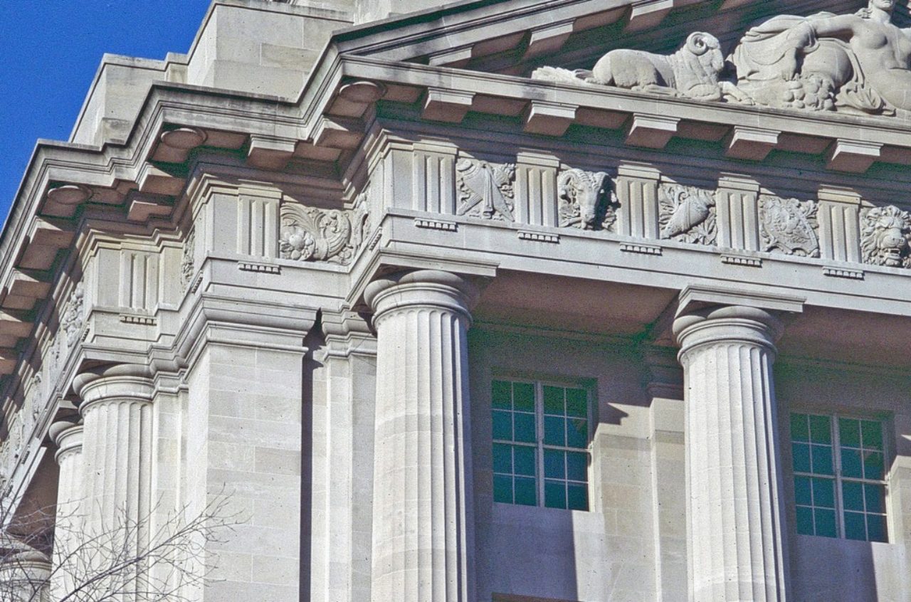 Figure 12, Mellon Auditorium entablature, Federal Triangle, Washinton, D.C. (Loth)